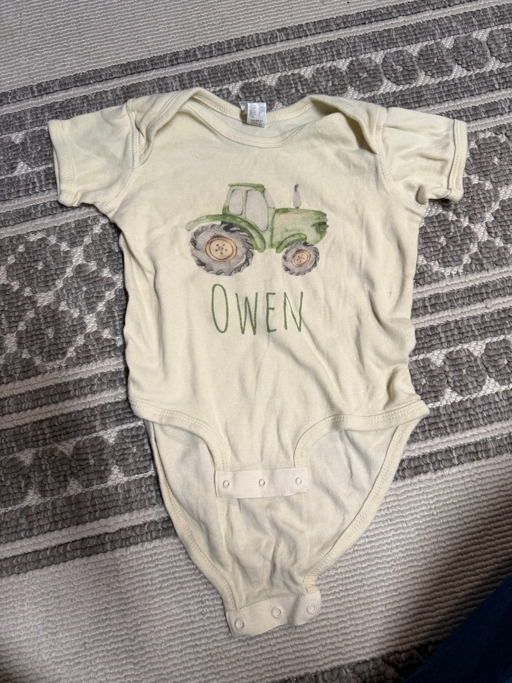 Custom Cream One-Piece with Green Tractor Graphic